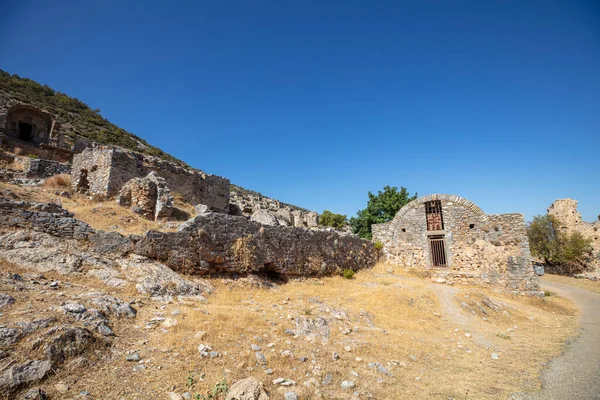 Ruïnes Van Oude Kuststad Anamurium Citadel Huizen Stadsmuur Openbaar Badhuis — Stockfoto