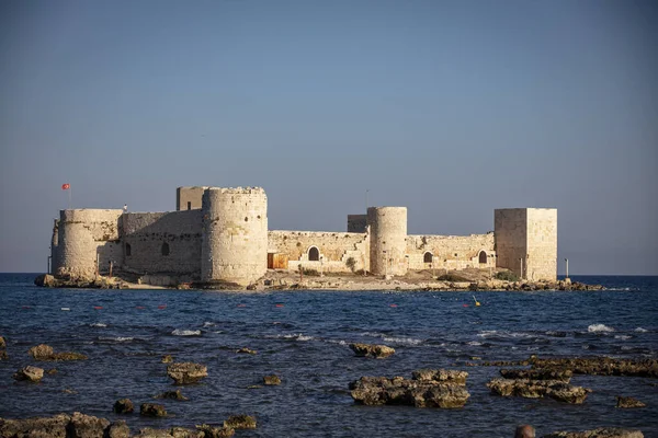 Mersin Kiz Kalesi Maiden Castle Drone Photo — стокове фото