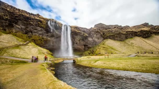 Seljalandsfoss Vízesés Izland Időintervallum — Stock videók