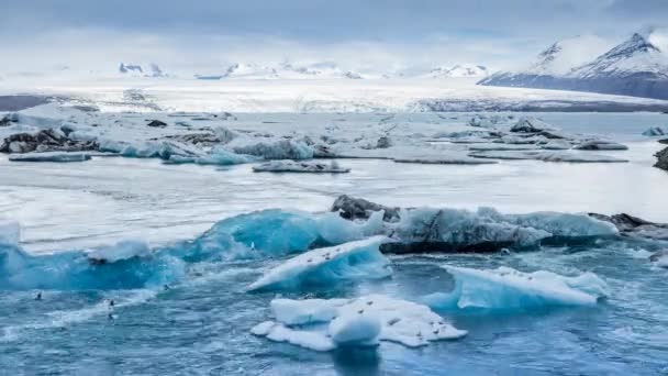 Perfeito Lapso Tempo Derretimento Icebergs Islândia Glaciar Lagoon — Vídeo de Stock