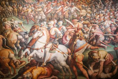 Floransa (Firenze), İtalya. Floransa şehri Toskana 'nın en önemli üç simgesini gösteriyor.