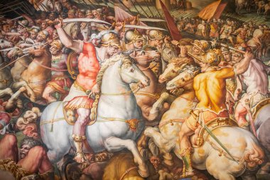 Floransa (Firenze), İtalya. Floransa şehri Toskana 'nın en önemli üç simgesini gösteriyor.