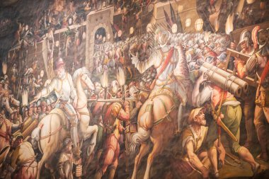 Floransa (Firenze), İtalya. Floransa şehri Toskana 'nın en önemli üç simgesini gösteriyor.