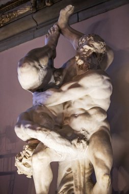 Floransa (Firenze), İtalya. Floransa şehri Toskana 'nın en önemli üç simgesini gösteriyor.