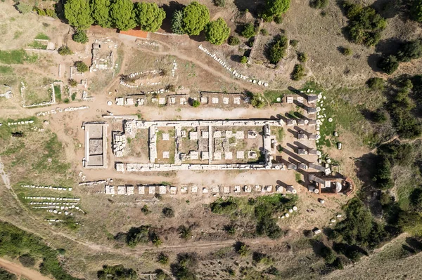 Aerial View Drone Sardes Sardis Óváros Amely Tornaterem Zsinagóga Romok — Stock Fotó