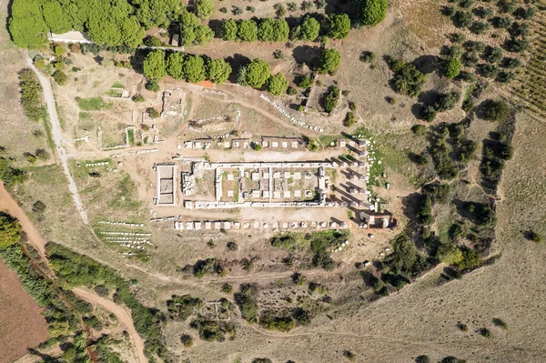 Aerial View Drone Sardes Sardis Ancient City Which Has Gymnasium — Stock Photo, Image