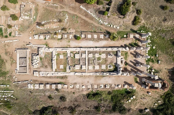 Aerial View Drone Sardes Sardis Óváros Amely Tornaterem Zsinagóga Romok — Stock Fotó