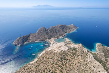  Mevcut Mugla, Türkiye 'de yer alan antik Knidos kentinin hava manzarası