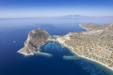 Mevcut Mugla, Türkiye 'de yer alan antik Knidos kentinin hava manzarası