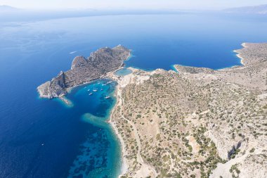 Mevcut Mugla, Türkiye 'de yer alan antik Knidos kentinin hava manzarası