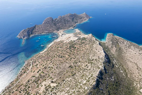 Mevcut Mugla Türkiye Yer Alan Antik Knidos Kentinin Hava Manzarası — Stok fotoğraf