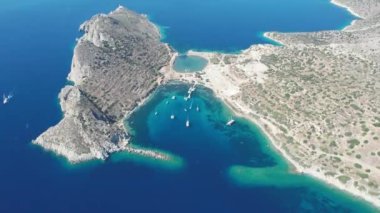 Mevcut Mugla, Türkiye 'de yer alan antik Knidos kentinin hava manzarası