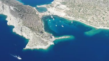 Mevcut Mugla, Türkiye 'de yer alan antik Knidos kentinin hava manzarası