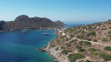 Mevcut Mugla, Türkiye 'de yer alan antik Knidos kentinin hava manzarası