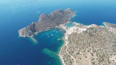 Mevcut Mugla, Türkiye 'de yer alan antik Knidos kentinin hava manzarası