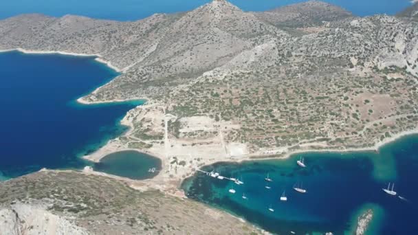 Aerial View Ancient City Knidos Located Present Mugla Turkey — Stock Video