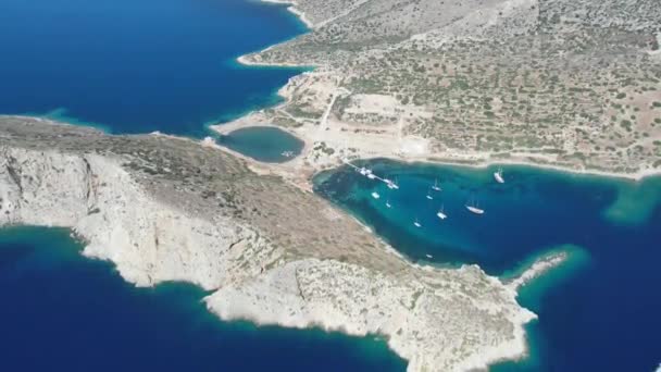 Aerial View Ancient City Knidos Located Present Mugla Turkey — Stock Video
