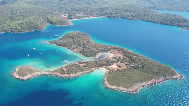 Aerial View Sedir Island Marmaris Mugla Turkey September 2022 — Stock Video