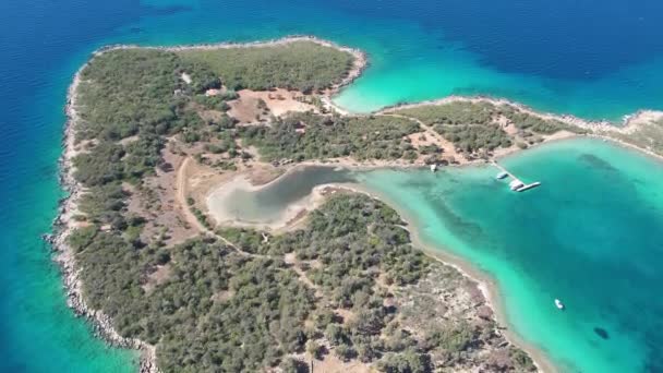 Flygfoto Över Sedir Island Marmaris Mugla Turkiet September 2022 — Stockvideo