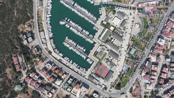 Sigacik Marina Cittaslow City Seferihisar Drone Shot Izmir Turkije — Stockvideo