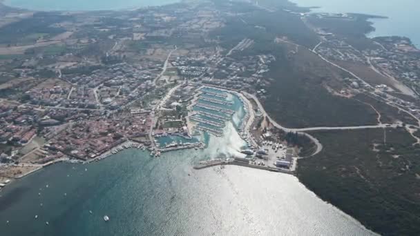 Sigacik Marina Cittaslow City Seferihisar Drone Shot Izmir Turkey — стокове відео