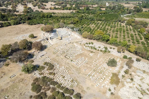 Teos Ancient City Drone Photo Seferihisar Izmir Turkey — 스톡 사진