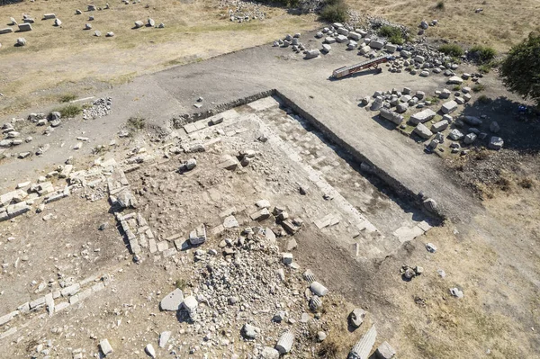 Teos Ancient City Drone Foto Seferihisar Izmir Turquia — Fotografia de Stock