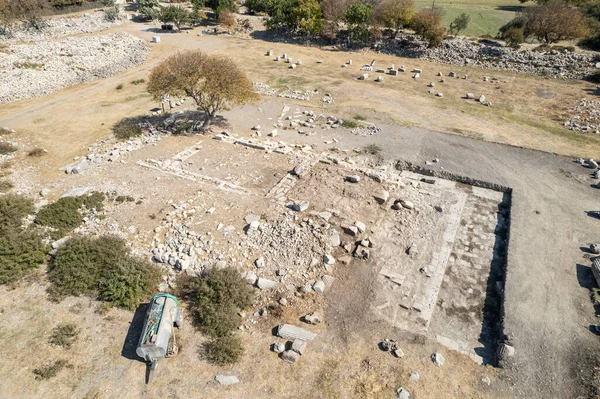 Teos Ancient City Drone Foto Seferihisar Izmir Turquia — Fotografia de Stock