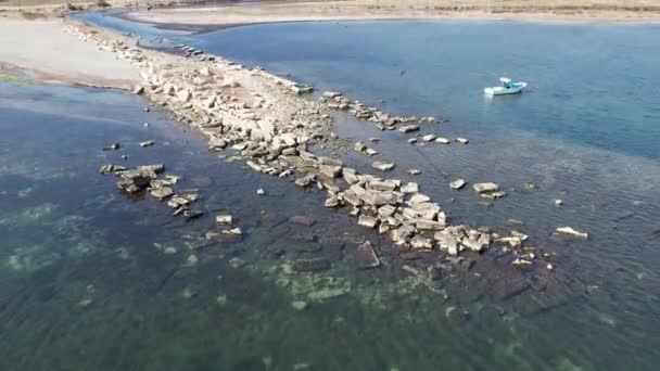 Teos Antik Kent Nsansız Hava Aracı Fotoğrafı Seferihisar Zmir Türkiye — Stok video