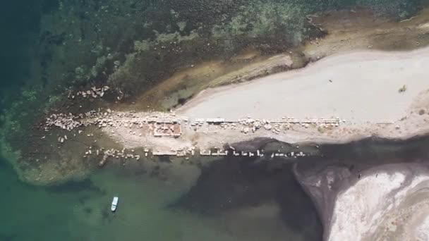 Teos Ancient City Drone Photo Seferihisar Izmir Turkey — стокове відео