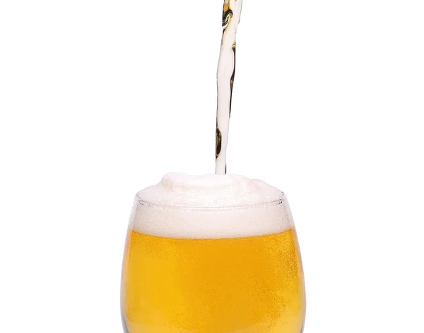 Beer glass of light beer stream with azoom — Stock Photo, Image