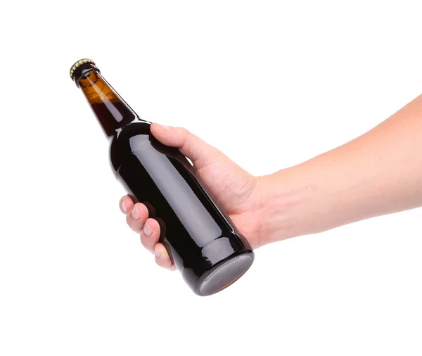 Eine Flasche Bier in der Hand — Stockfoto