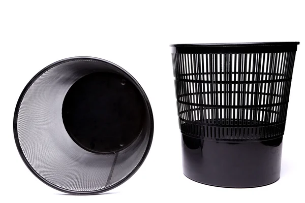 A plastic trash can and a top metal trash can — Stock Photo, Image