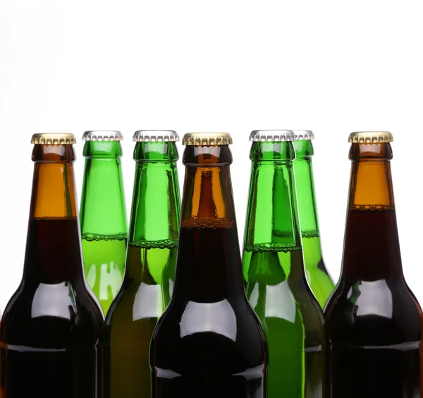 Closed bottles of beer isolated — Stock Photo, Image