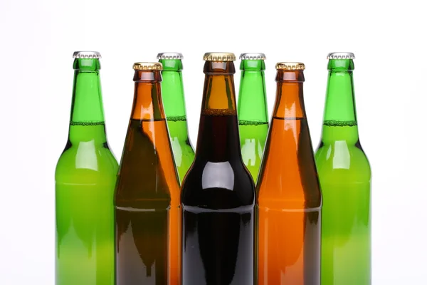 Closed bottles of beer isolated — Stock Photo, Image