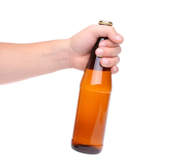 Bier fles hand — Stockfoto