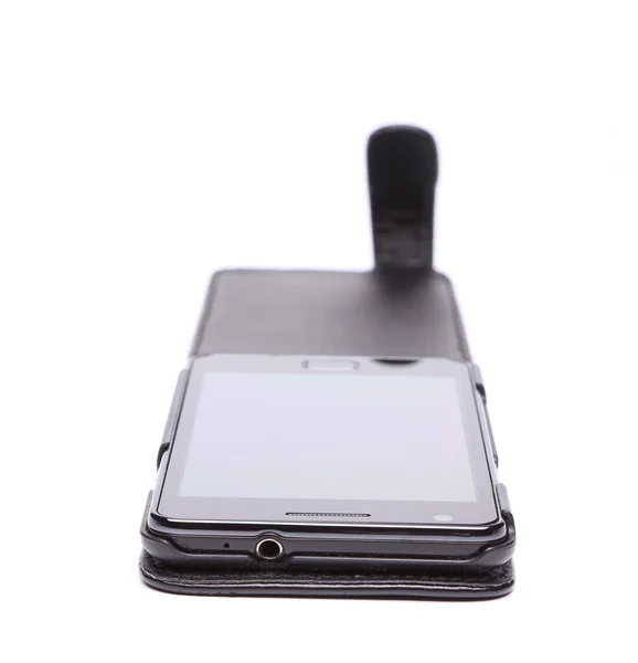 Mobile phone in its case over white background — Stock Photo, Image