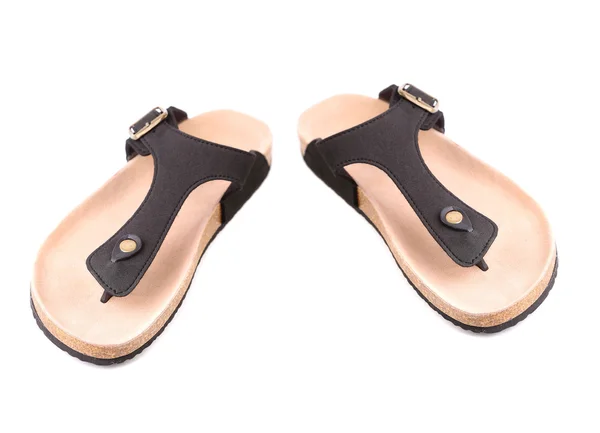 Pair of striped flip-flop sandals isolated Stock Image