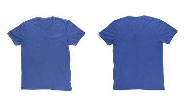 kırpma yolu ile erkek mavi t-shirt. ön ve arka.