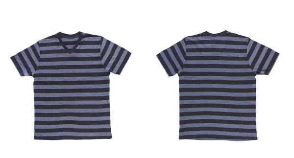 Men's striped T-shirt with clipping path. Front and back. — Stock Photo, Image