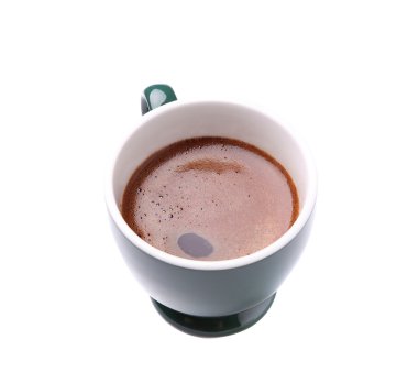 siyah kahve Kupası beyaz izole Üstten Görünüm