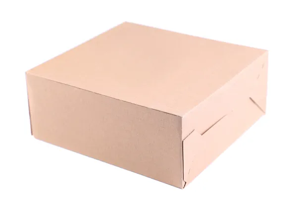 Caja de cartón de envío cerrada aislada en blanco — Foto de Stock