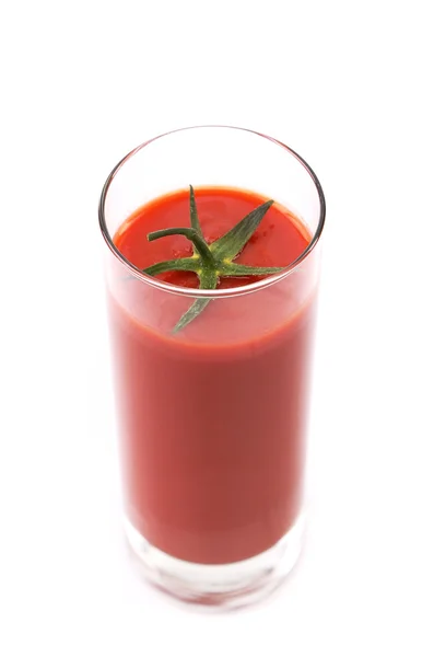 Tail into tomato juice glass isolated — Stock Photo, Image