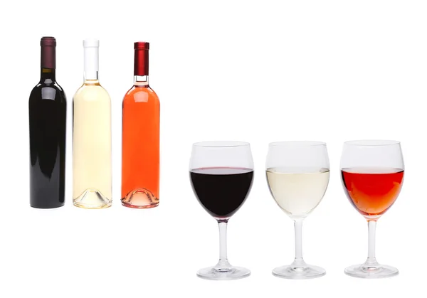 Glasses and bottles of wine — Stock Photo, Image
