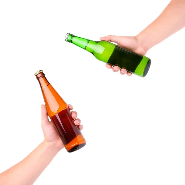 Hands Clinking Glasses Beer — Stock Photo, Image