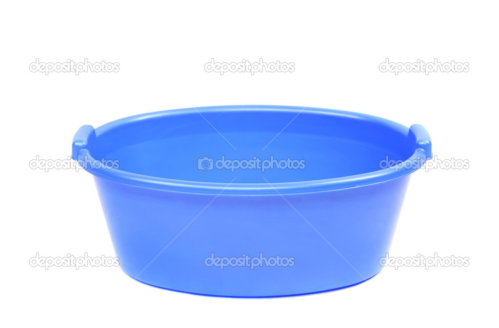 Blue plastic wash bowl