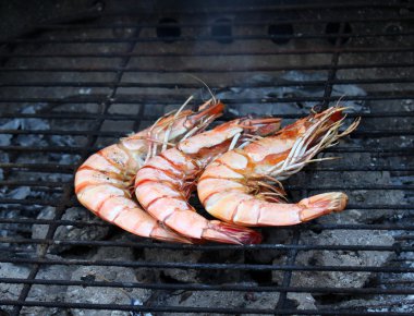 kaplan karides yemek ızgara.