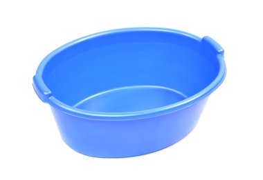 Beyaz bir arka plan üzerinde izole mavi plastik Havzası