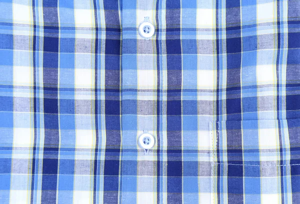 Plaid man shirt, button close-up background — Stock Photo, Image