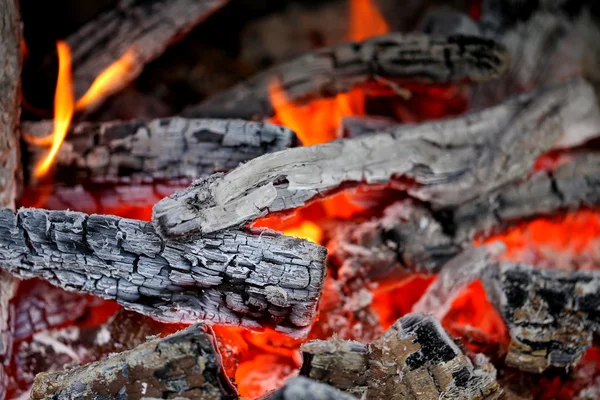 Wooden embers close-up — Stock Photo, Image